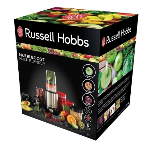 Нутри блендер Russell Hobbs Nutri Boost 23180-56, комплект с много аксесоари и съдове, подходящи за различна обработка на хранителни продукти и пренос на приготвените храни.